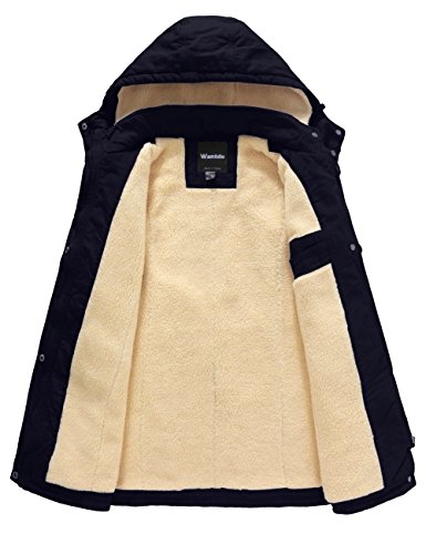 wantdo Women's Warm Coat Hoodie Parka Fleece Lined Jacket Duffle Coat Navy, S
