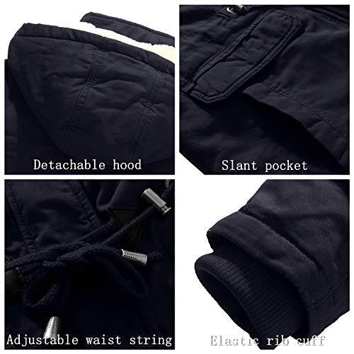 wantdo Women's Warm Coat Hoodie Parka Fleece Lined Jacket Duffle Coat Navy, S