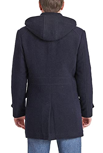 BGSD Men's Tyson Wool Blend Leather Trimmed Toggle Coat Navy Big and Tall 4XLT