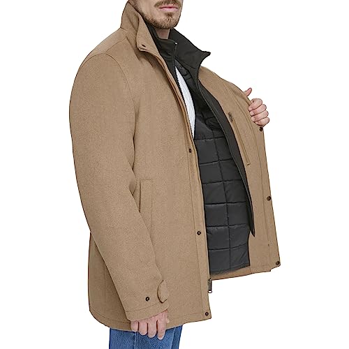 Dockers Men's Wool Melton Two Pocket Full Length Duffle Coat, Camel