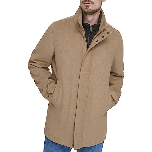 Dockers Men's Wool Melton Two Pocket Full Length Duffle Coat, Camel