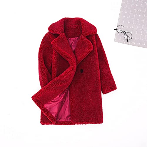 AKIWOS Toddler Baby Girls Duffle Overcoat Winter Fleece Sherpa Jacket Windproof Thick Cardigan Trench Lapel Parka Coat for Kids