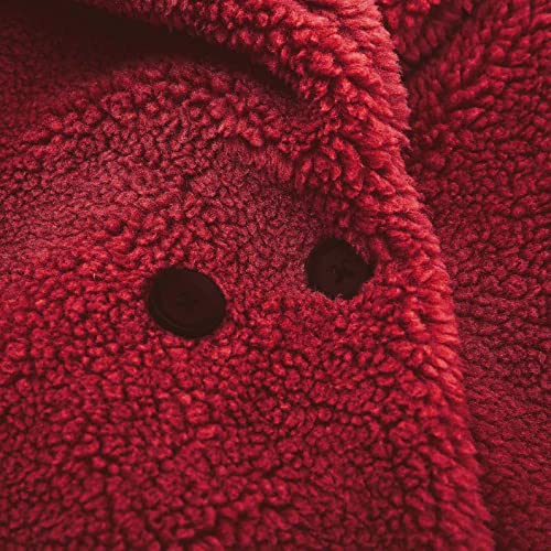 AKIWOS Toddler Baby Girls Duffle Overcoat Winter Fleece Sherpa Jacket Windproof Thick Cardigan Trench Lapel Parka Coat for Kids