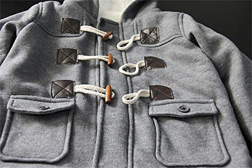 Lewego Unisex Baby Fleece Hooded Jacket Outerwear Duffle Zipper Winter Coat, Grey, 110cm(1-2Years)