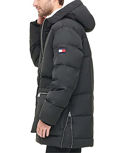 Tommy Hilfiger Men's Heavyweight Quilted Sherpa Hooded Parka, Navy, XX-Large