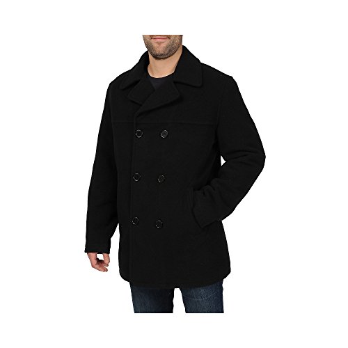 Excelled Men's Big and Tall Polyester Peacoat, Black, 4X