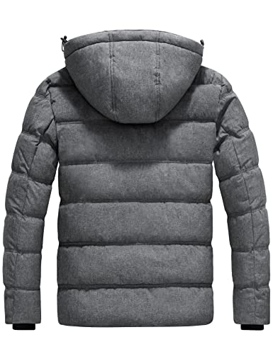 wantdo Men's Hooded Parka Warm Puffer Jacket Thicken Winter Coat (Heather Gray, Large)