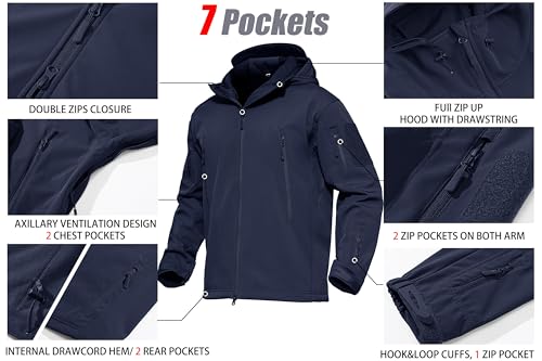 MAGCOMSEN Rain Jacket Mens Coat Military Jacket Winter Coats for Men Waterproof Jacket Tactical Jacket Hunting Jacket Winter Jacket Mens Parka