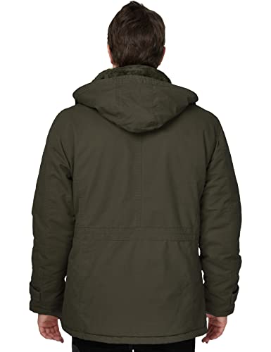 WenVen Men's Winter Warm Thickened Cotton Parka Jacket Army Green L