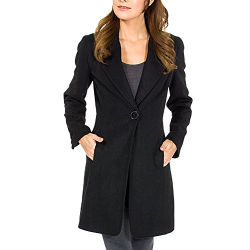 Alpine Swiss Stella Womens Black Wool Single Button 7/8 Length Overcoat Medium