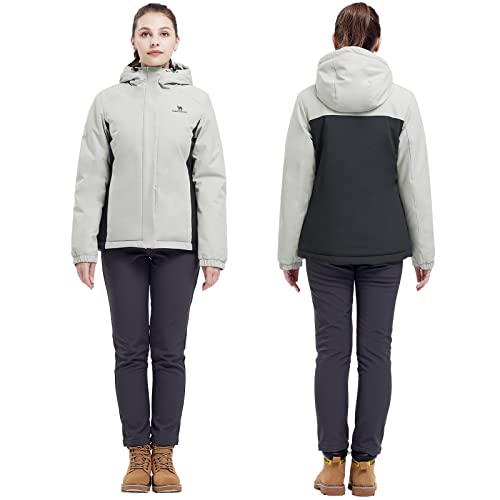 CAMELSPORTS Women's Puffer Jacket With Hooded Waterproof Thicken Warm Coat Full-Zip Insulated Windproof Parka Long-Sleeve Fashion Puffect