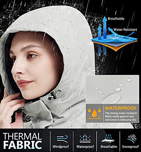 CAMELSPORTS Women's Puffer Jacket With Hooded Waterproof Thicken Warm Coat Full-Zip Insulated Windproof Parka Long-Sleeve Fashion Puffect