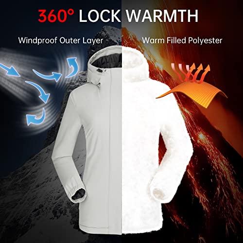 CAMELSPORTS Women's Puffer Jacket With Hooded Waterproof Thicken Warm Coat Full-Zip Insulated Windproof Parka Long-Sleeve Fashion Puffect