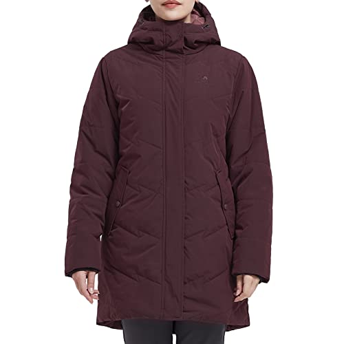 CAMEL CROWN Women's Winter Jacket Hooded Warm Quilted Insulated Puffer Jacket Long Cotton Parka Coat