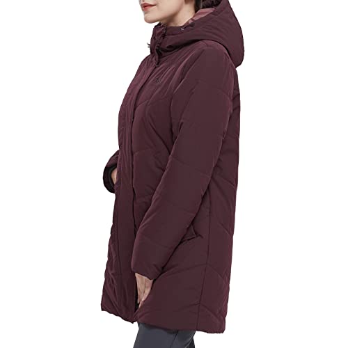 CAMEL CROWN Women's Winter Jacket Hooded Warm Quilted Insulated Puffer Jacket Long Cotton Parka Coat