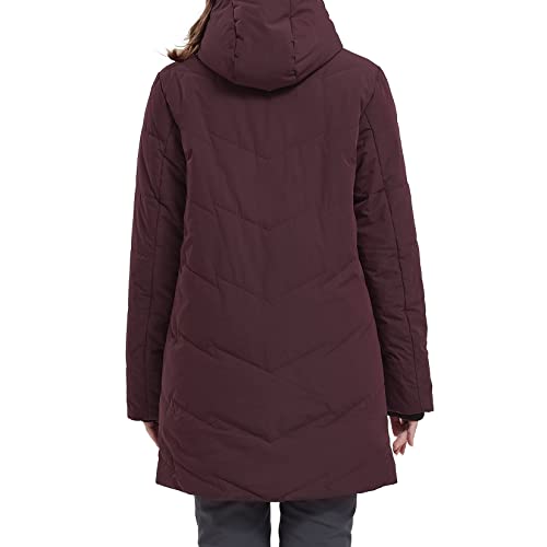 CAMEL CROWN Women's Winter Jacket Hooded Warm Quilted Insulated Puffer Jacket Long Cotton Parka Coat
