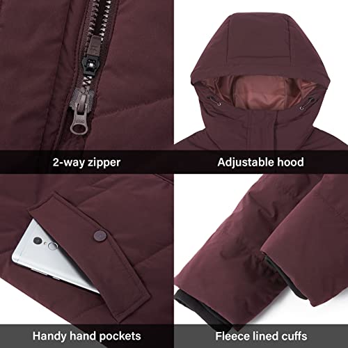 CAMEL CROWN Women's Winter Jacket Hooded Warm Quilted Insulated Puffer Jacket Long Cotton Parka Coat