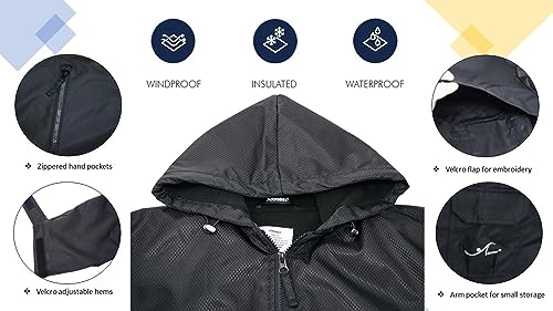 Adoretex 100% Waterproof Swim Parka, Hooded Warm Scuba Coat Surf Jacket for Men and Women (PK008) - Black/Black - L