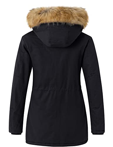 wantdo Women's Cotton Thicken Padded Parka Winter Jacket Hooded Coat(Black, M)