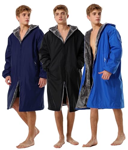 Adoretex Unisex Adults & Youth Faux Fur Lining Swim Parka (PK003) - Navy - Adult - Medium
