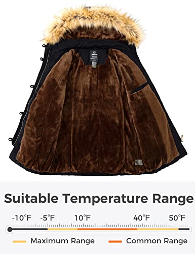 wantdo Women's Cotton Thicken Padded Parka Winter Jacket Hooded Coat(Black, M)