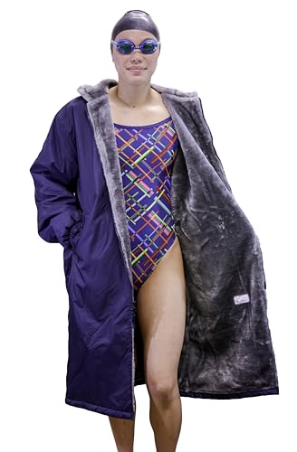 Adoretex Unisex Adults & Youth Faux Fur Lining Swim Parka (PK003) - Navy - Adult - Medium