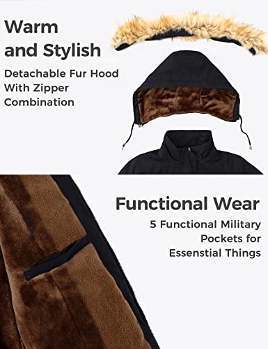 wantdo Women's Cotton Thicken Padded Parka Winter Jacket Hooded Coat(Black, M)