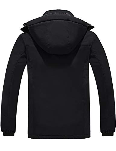 wantdo Men's Winter Waterproof Fleece Ski Jacket Windbreaker Parka Black M