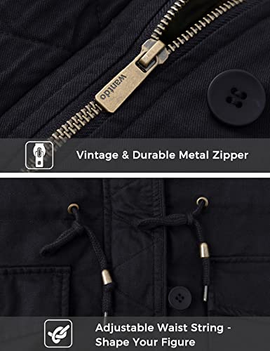 wantdo Women's Cotton Thicken Padded Parka Winter Jacket Hooded Coat(Black, M)