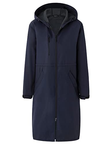 wantdo Unisex Waterproof Swim Parka Windproof Long Swim Cover Up Men's Winter Coats with Hood Navy M