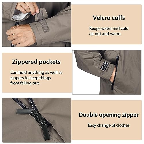 Catalonia Swim Parka for Men Women Boys, Oversized Waterproof Surf Swimming Jacket, Sherpa Lined Changing Poncho Robe