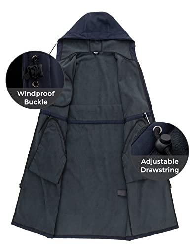 wantdo Unisex Waterproof Swim Parka Windproof Long Swim Cover Up Men's Winter Coats with Hood Navy M