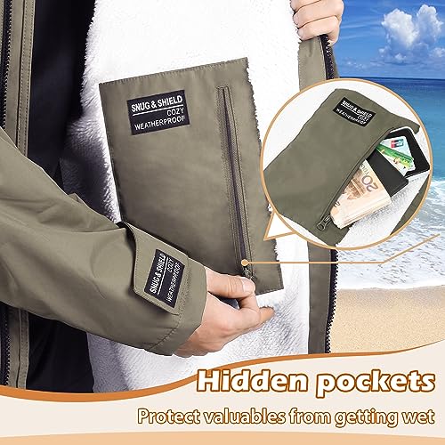 Catalonia Swim Parka for Men Women Boys, Oversized Waterproof Surf Swimming Jacket, Sherpa Lined Changing Poncho Robe