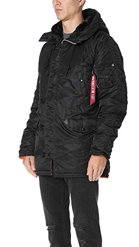 Alpha Industries Men's N-3B Parka,Black,Large