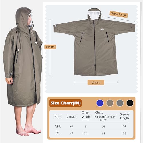 Catalonia Swim Parka for Men Women Boys, Oversized Waterproof Surf Swimming Jacket, Sherpa Lined Changing Poncho Robe