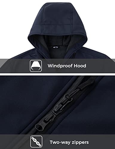 wantdo Unisex Waterproof Swim Parka Windproof Long Swim Cover Up Men's Winter Coats with Hood Navy M