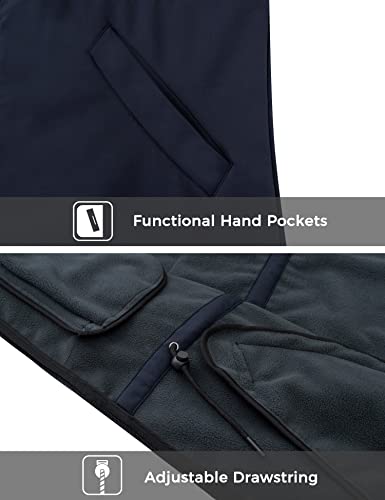 wantdo Unisex Waterproof Swim Parka Windproof Long Swim Cover Up Men's Winter Coats with Hood Navy M