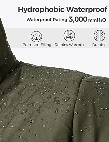 wantdo Women's Thickened Parka Coat with Removable Fur Hood (Army Green, Medium)