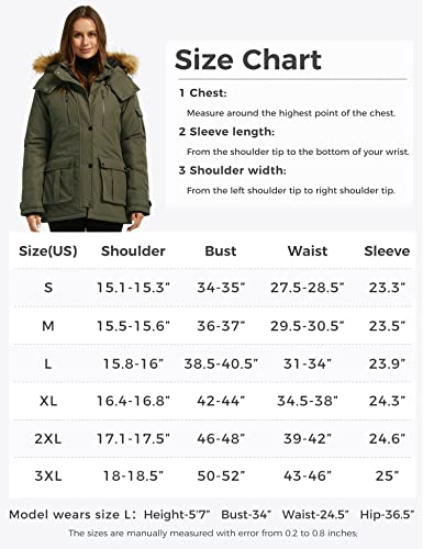 wantdo Women's Thickened Parka Coat with Removable Fur Hood (Army Green, Medium)