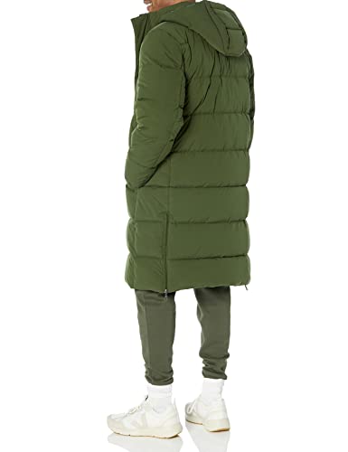 Amazon Essentials Men's Recycled Polyester Hooded Long Puffer, Dark Olive, Medium