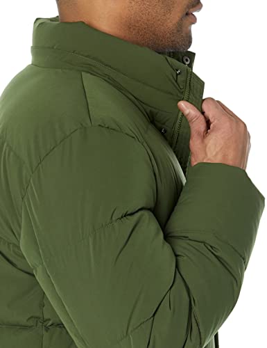 Amazon Essentials Men's Recycled Polyester Hooded Long Puffer, Dark Olive, Medium