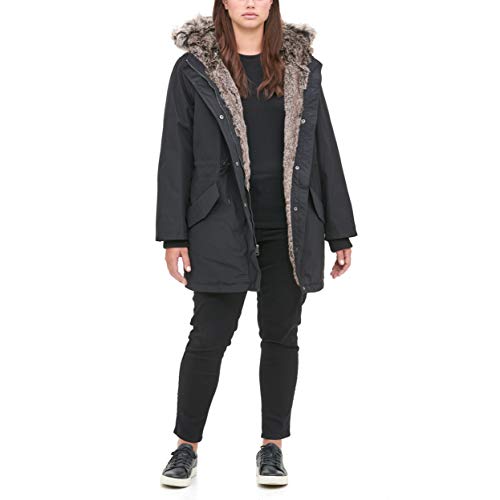 Levi's Women's Faux Fur Lined Hooded Parka Jacket (Standard and Plus Size), Black, 1X