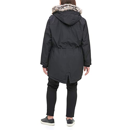 Levi's Women's Faux Fur Lined Hooded Parka Jacket (Standard and Plus Size), Black, 1X