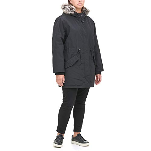 Levi's Women's Faux Fur Lined Hooded Parka Jacket (Standard and Plus Size), Black, 1X
