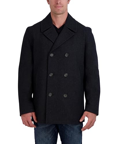 Nautica Men's Classic Double Breasted Peacoat, Charcoal, Medium