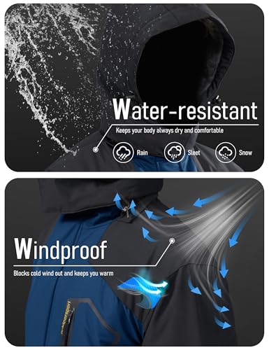 MAGCOMSEN Mens Jacket Ski Jacket Parka Jacket Men Waterproof Jaket Fleece Jacket Snowboard Jacket Rain Jacket Winter Jacket Bomber Jacket Winter Coats for Men