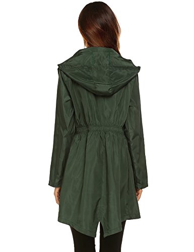 LOMON Women Waterproof Lightweight Rain Jacket Active Outdoor Hooded Raincoat (XXL, amy green)