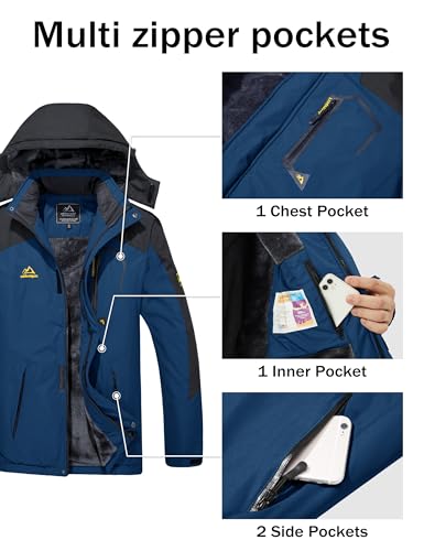 MAGCOMSEN Mens Jacket Ski Jacket Parka Jacket Men Waterproof Jaket Fleece Jacket Snowboard Jacket Rain Jacket Winter Jacket Bomber Jacket Winter Coats for Men