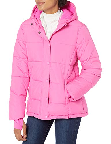 Amazon Essentials Women's Heavyweight Long-Sleeve Hooded Puffer Coat (Available in Plus Size), Neon Pink, X-Small