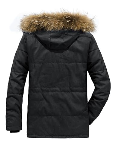 Tanming Men's Thicken Warm Winter Coat Mountain Ski Snowboard Jacket Hooded Parkas (Large, Black)